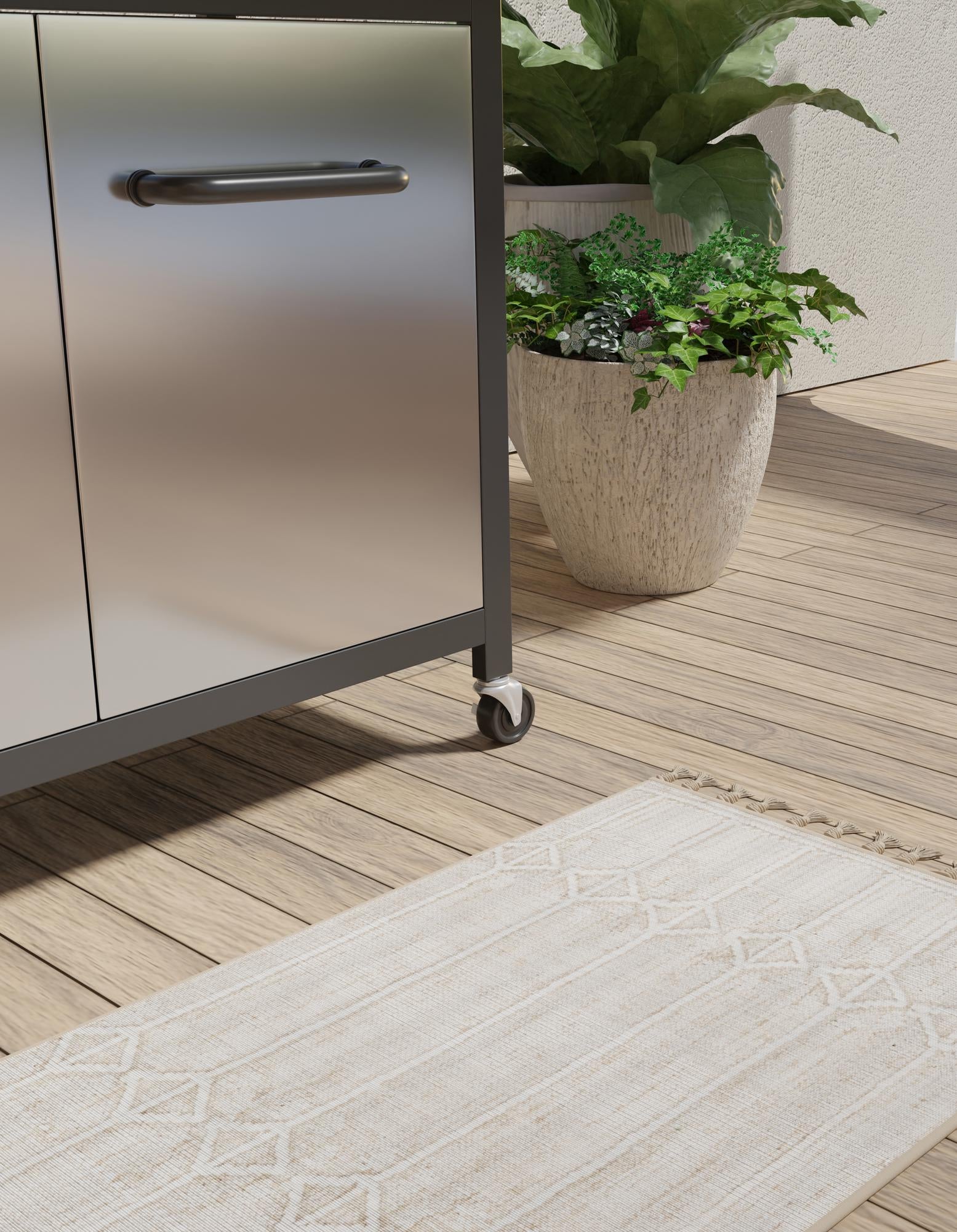 Ivory 9' x 12' Hand Woven Eco Bohemian Indoor Indoor / Outdoor Rug ...