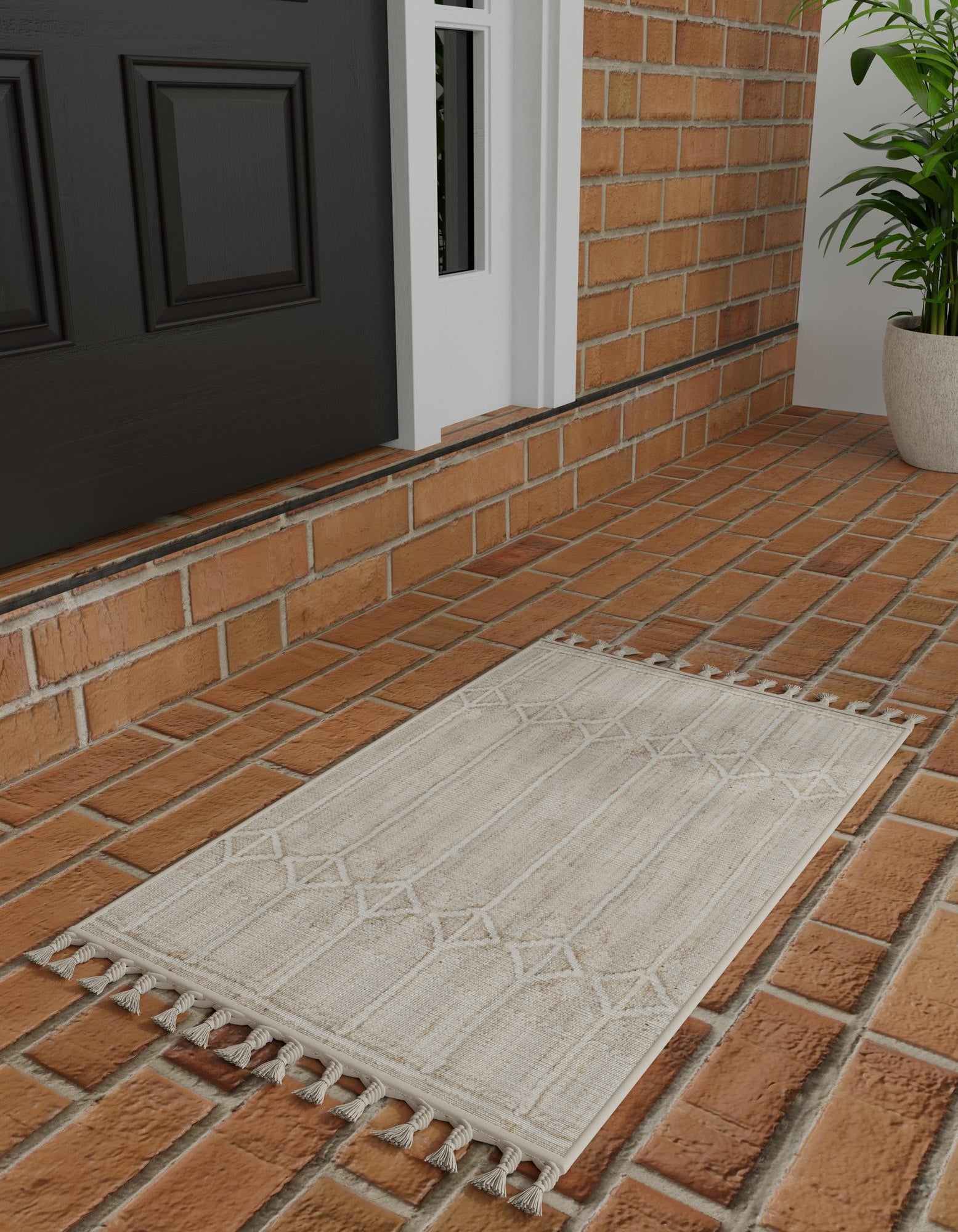 Ivory 7' 10 x 10' Hand Woven Eco Bohemian Indoor Outdoor Rug | Rugs.com