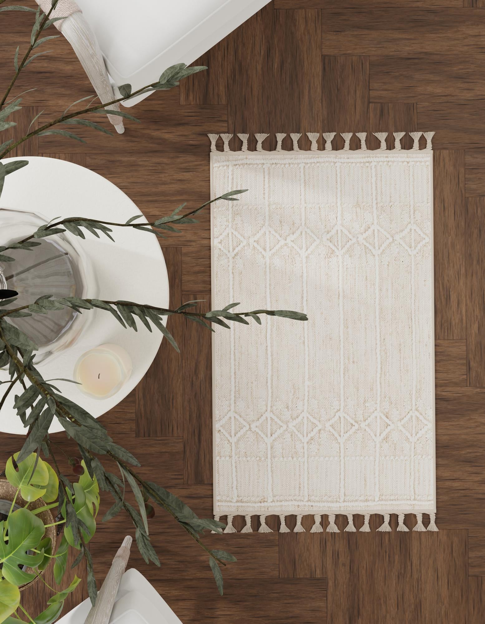 Ivory 7' 10 x 10' Hand Woven Eco Bohemian Indoor Outdoor Rug | Rugs.com