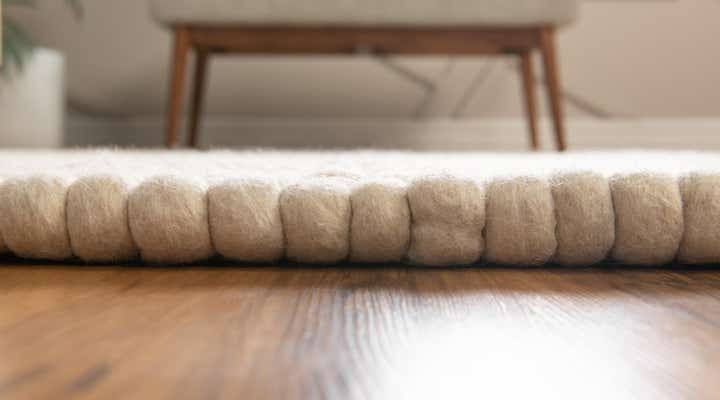 Ivory 4' 1 x 6' 1 Felt Ball Wool Rug | Rugs.com