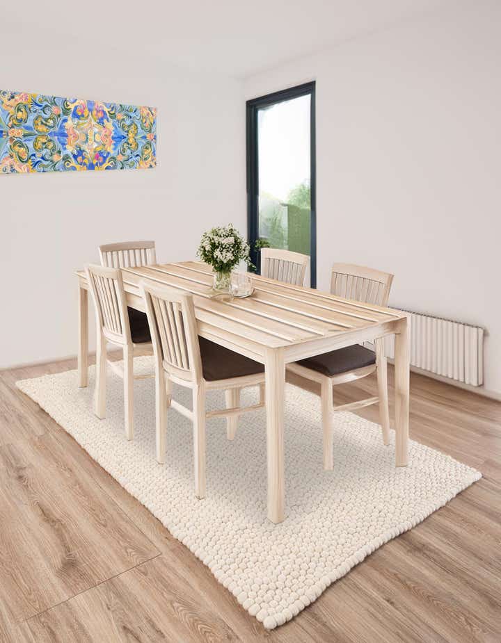 Ivory 4' 1 x 6' 1 Felt Ball Wool Rug | Rugs.com