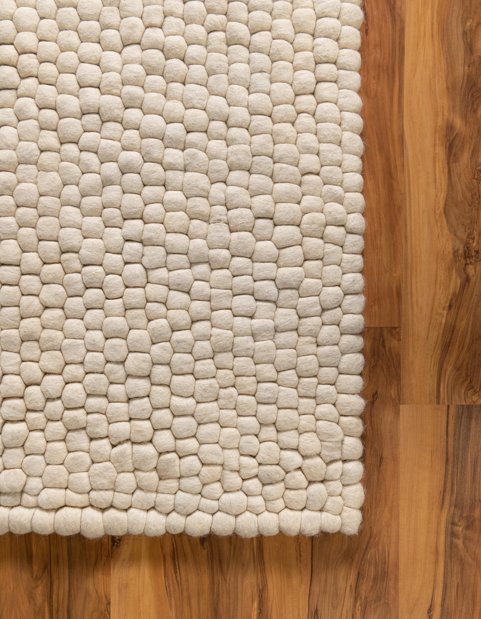 Ivory 9' x 12' Hand Woven Felt Ball Wool Rug | Rugs.com