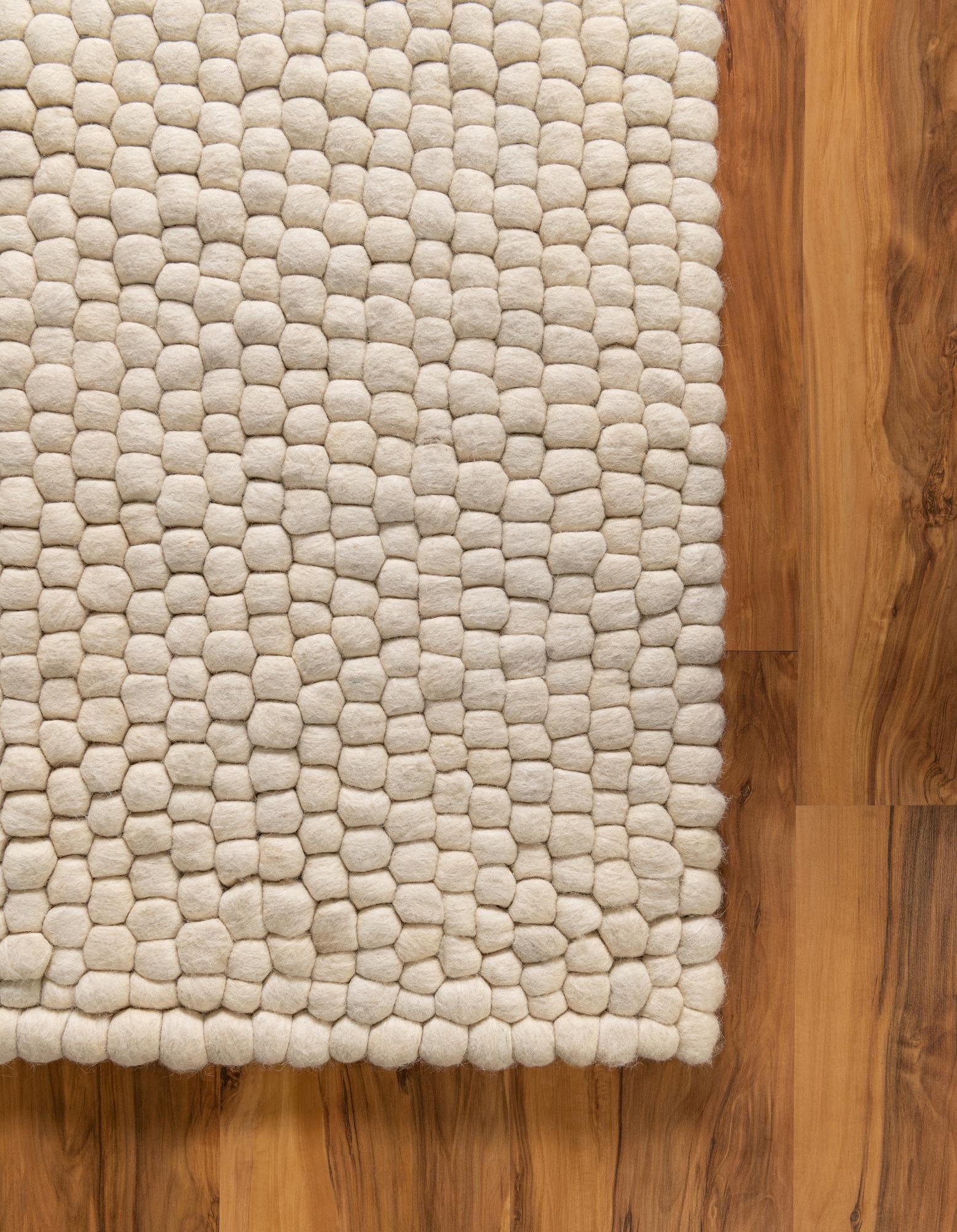 Ivory 9' x 12' Hand Woven Felt Ball Wool Rug | Rugs.com