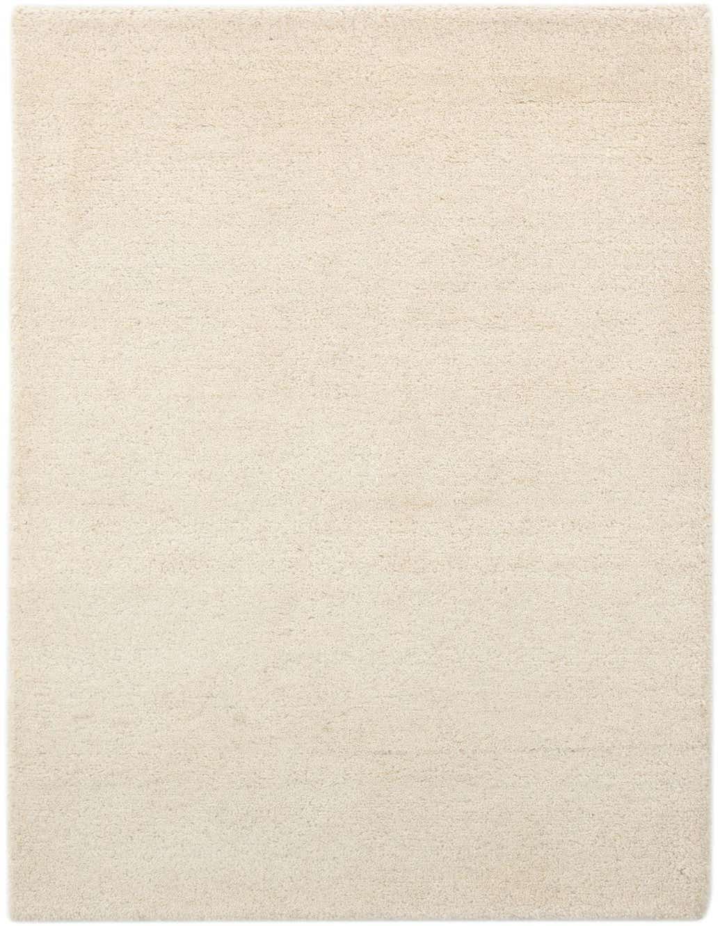 A rectangular 3x5 ivory wool rug with a medium pile, perfect for an entryway or bathroom.