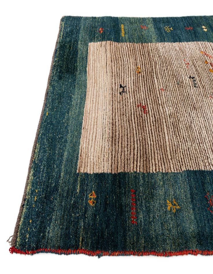 Detail image of  4' 6 x 6' 4  Hand Knotted Gabbeh Wool Rug