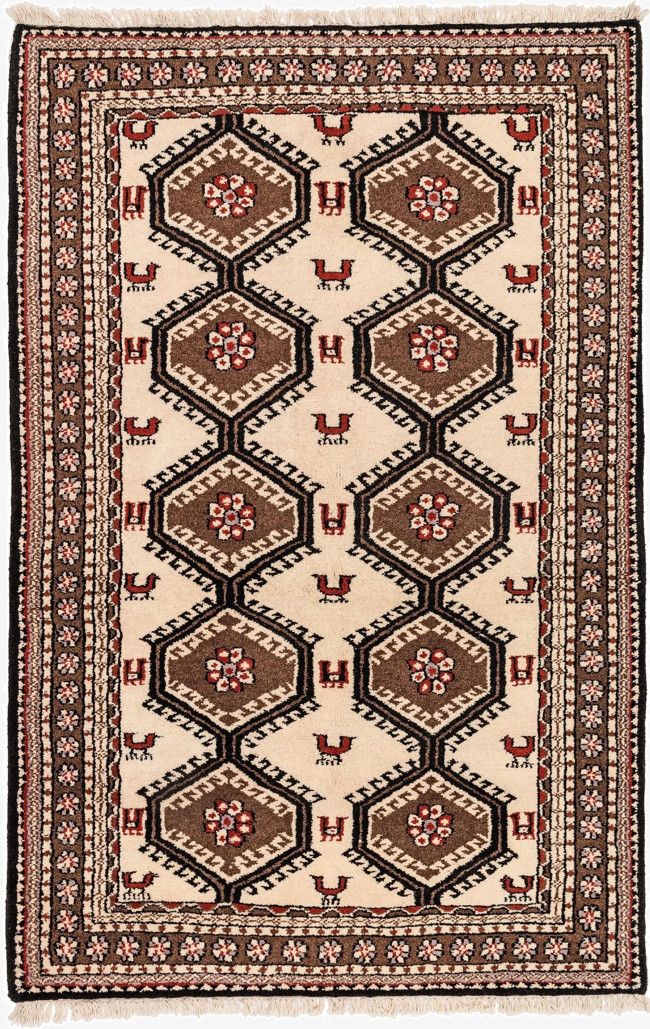  4' 4 x 6' 8  Hand Knotted Gabbeh Wool Rug