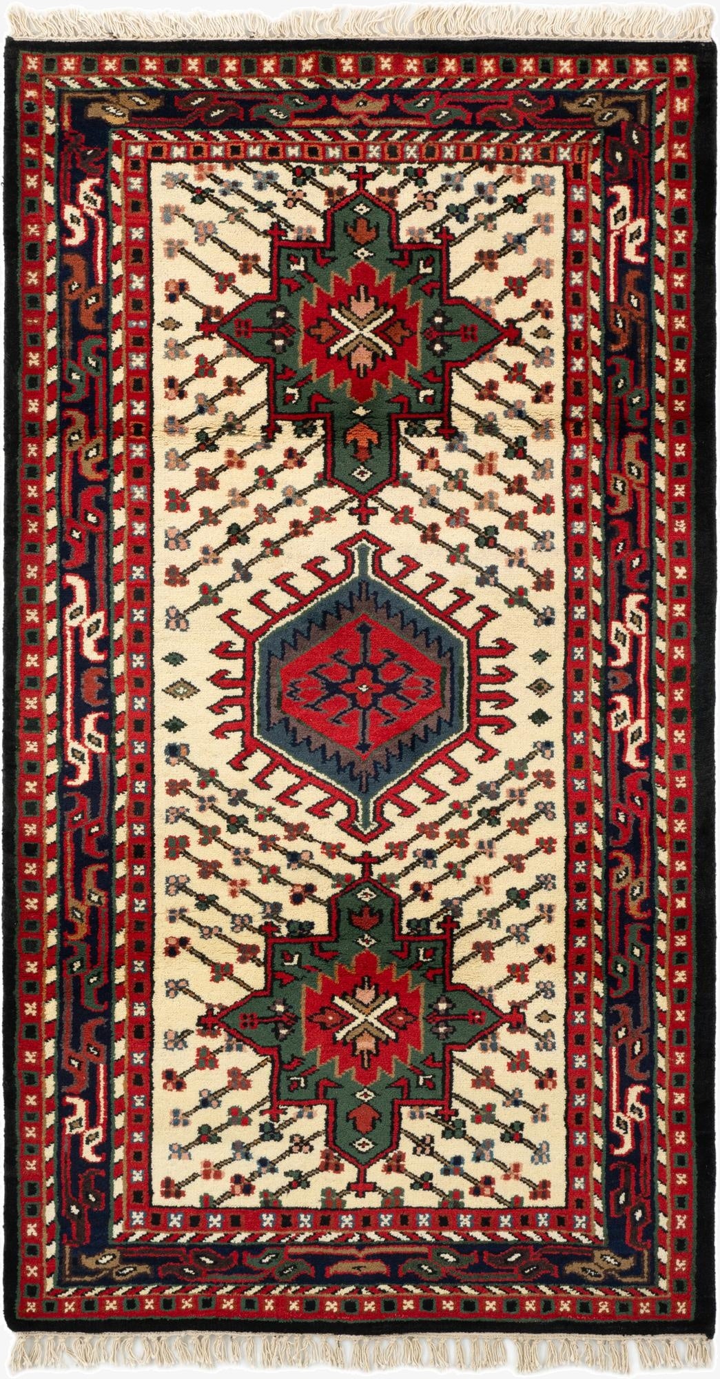 3' 6 x 6' 5  Hand Knotted Gharajeh Wool Rug