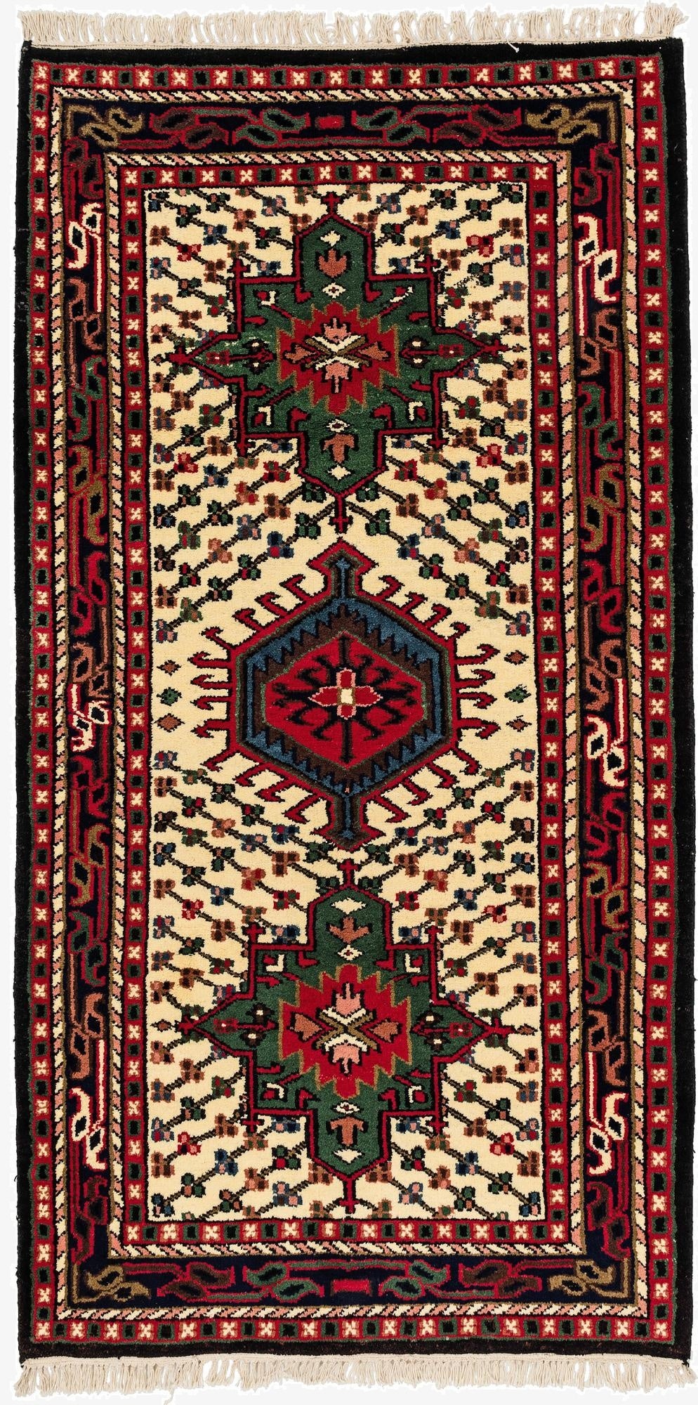  3' 4 x 6' 5  Hand Knotted Gharajeh Wool Rug