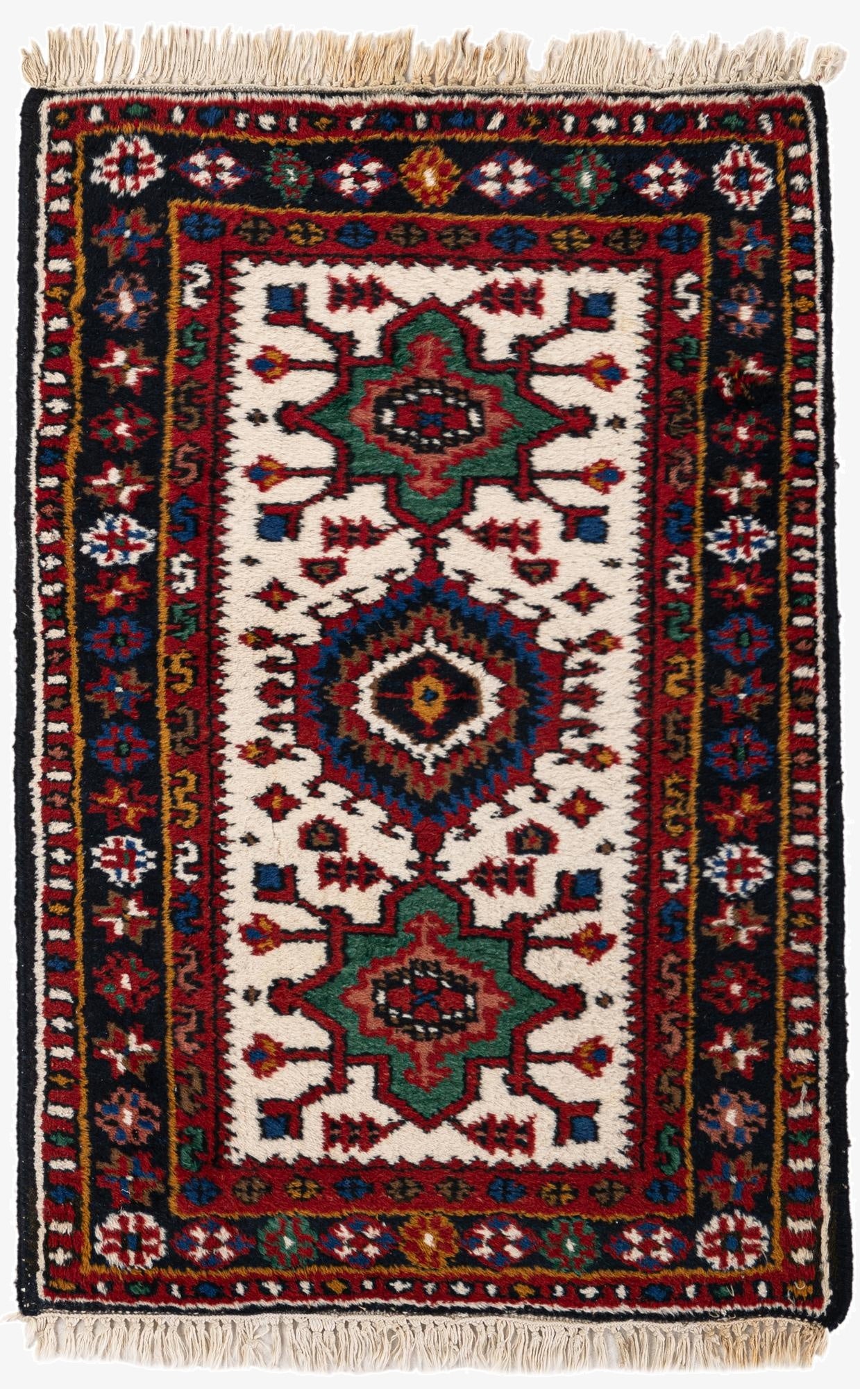  2' x 3' 1  Hand Knotted Hamedan Wool Rug