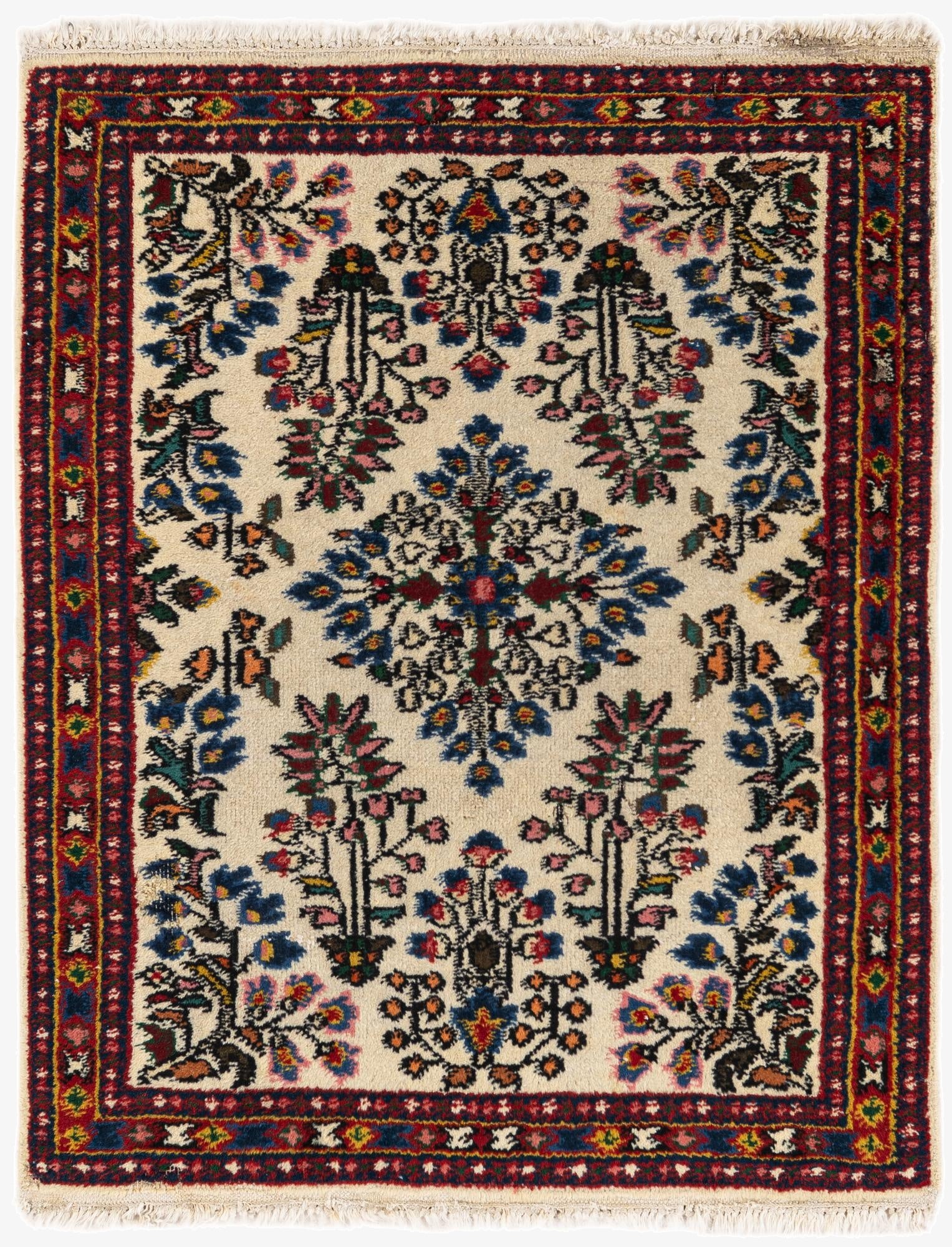  2' x 2' 6  Hand Knotted Hamedan Wool Rug