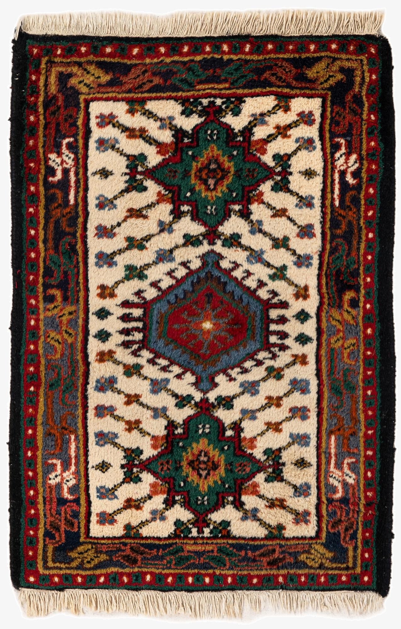  1' 11 x 2' 11  Hand Knotted Hamedan Wool Rug