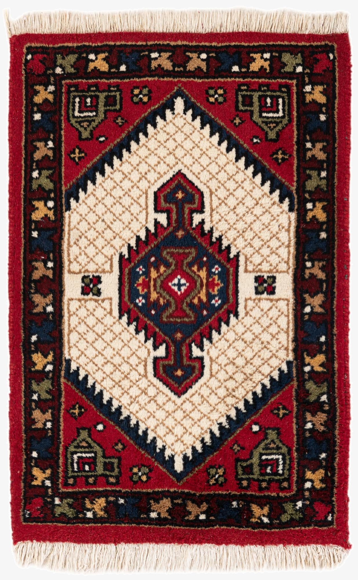  2' x 3'  Hand Knotted Heriz Wool Rug
