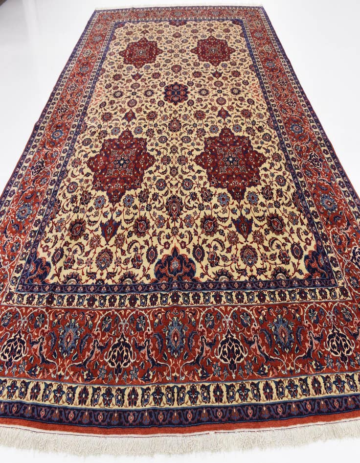 Detail image of  9' 6 x 13'  Hand Knotted Isfahan Persian Wool Rug