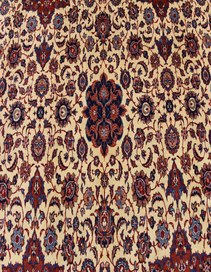 Detail image of  9' 6 x 13'  Hand Knotted Isfahan Persian Wool Rug