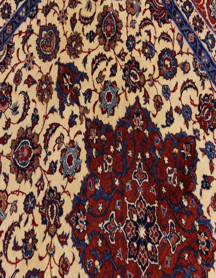 Detail image of  9' 6 x 13'  Hand Knotted Isfahan Persian Wool Rug
