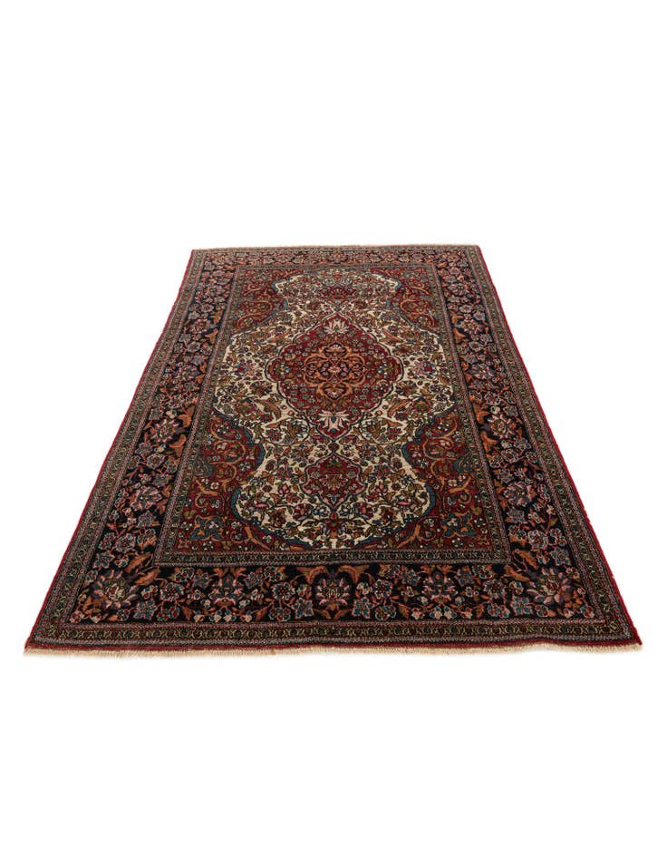 Detail image of  4' 8 x 7' 3  Hand Knotted Isfahan Persian Wool Rug