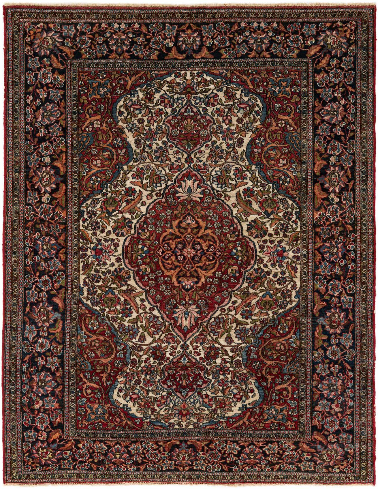 Primary image  4' 8 x 7' 3  Hand Knotted Isfahan Persian Wool Rug