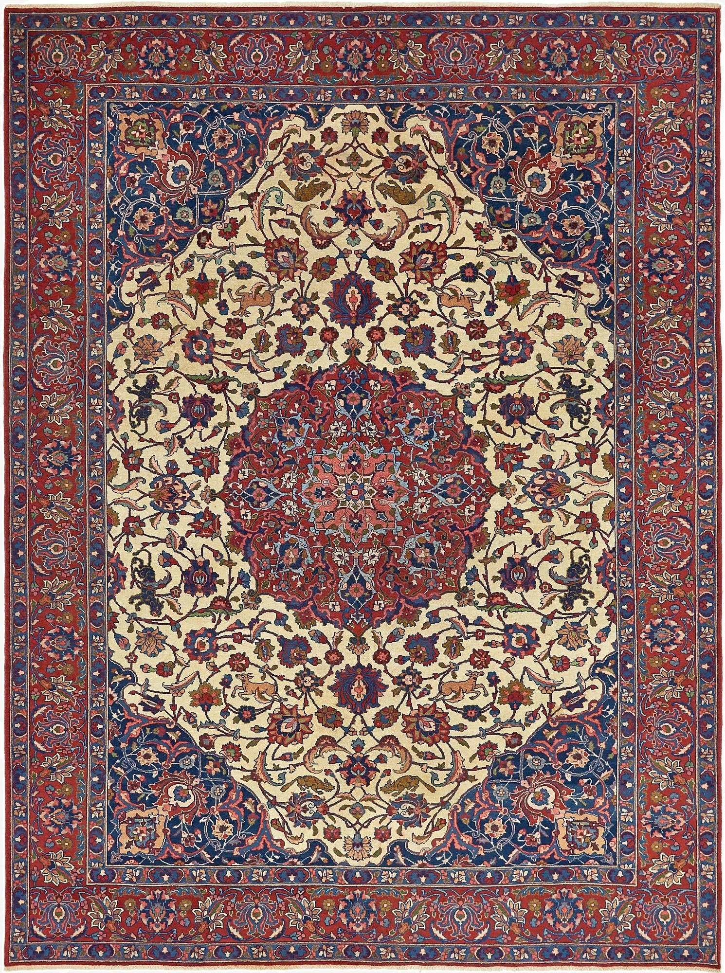  8' 7 x 11' 4  Hand Knotted Isfahan Persian Wool Rug