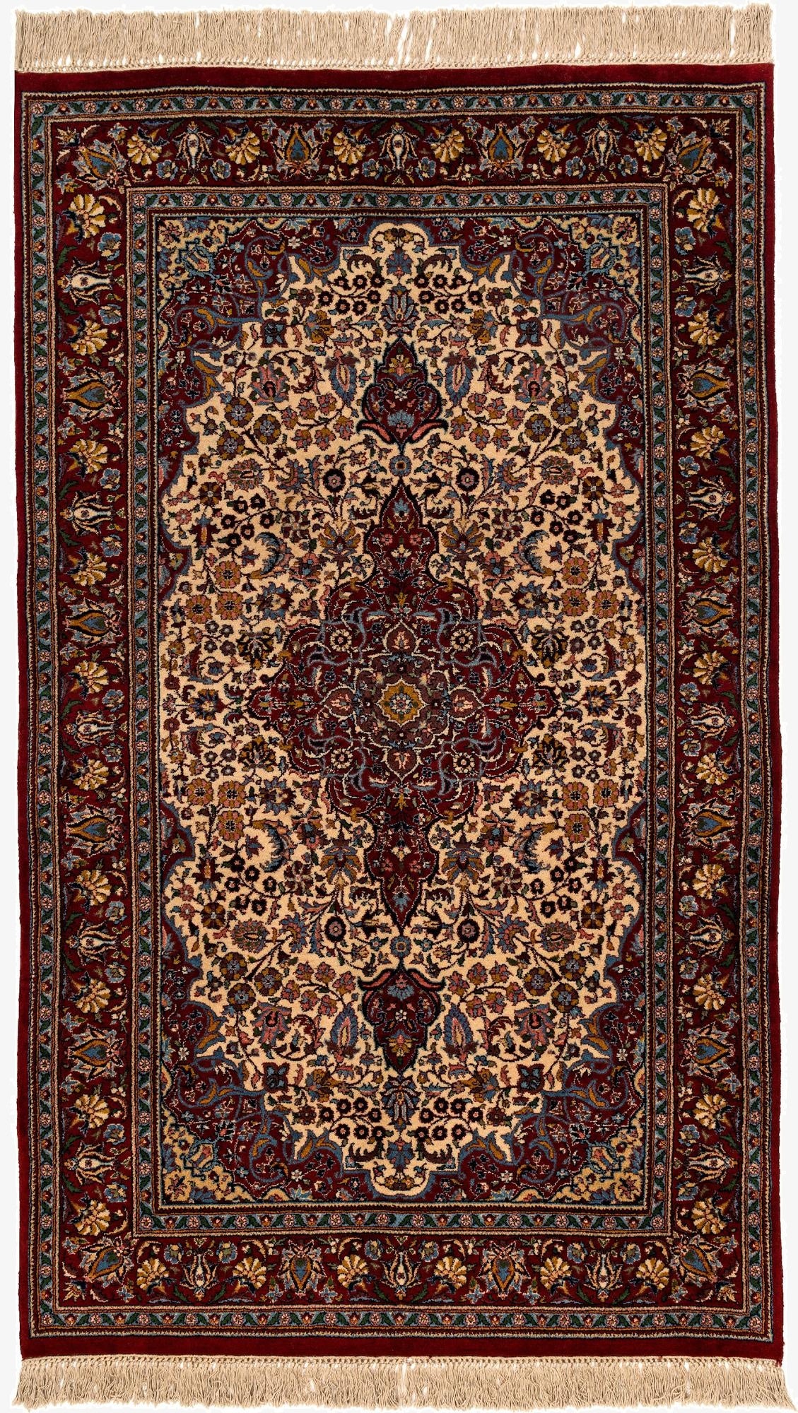  4' x 6' 8  Hand Knotted Isfahan Wool Rug