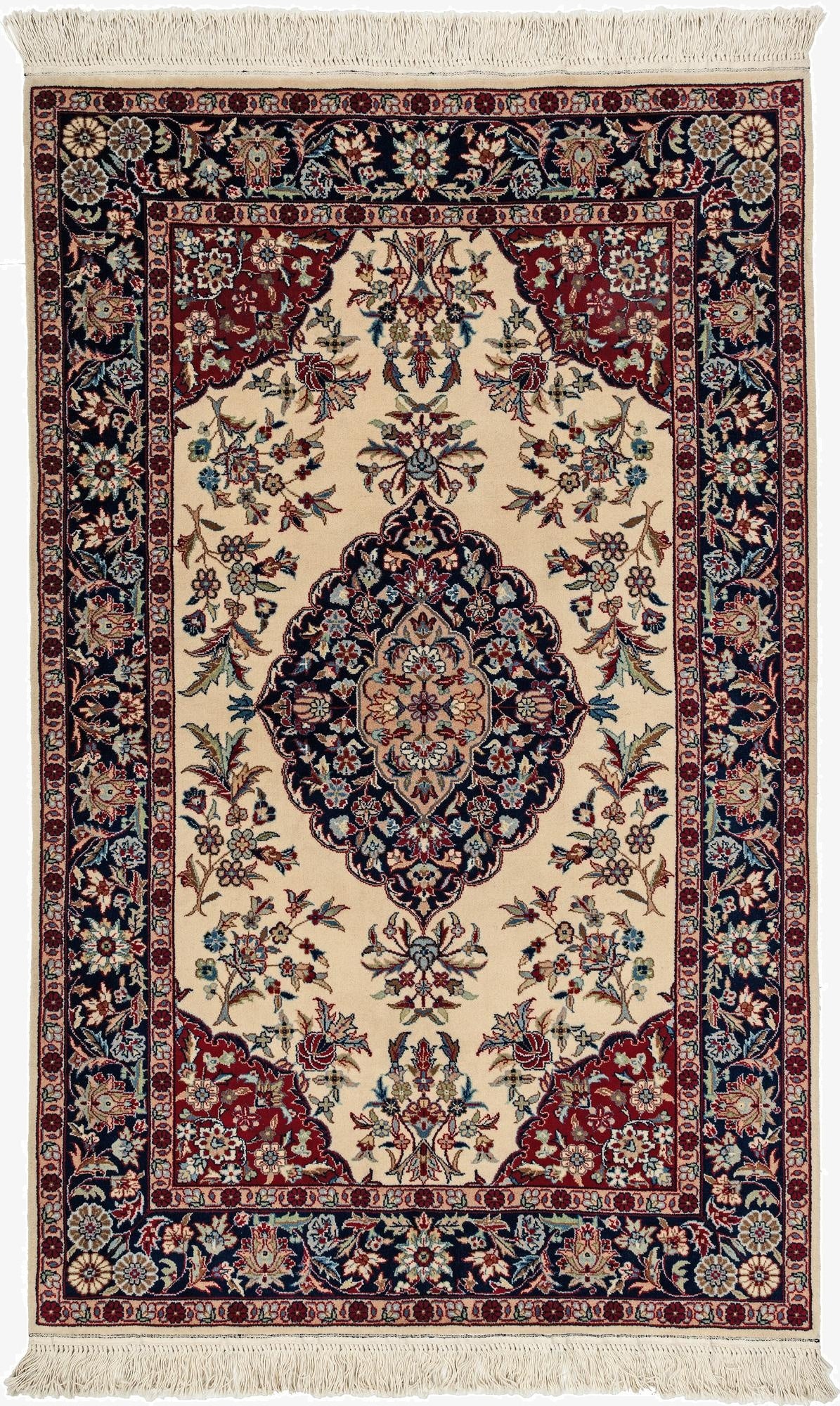  3' 4 x 5' 4  Hand Knotted Isfahan Oriental Wool Rug