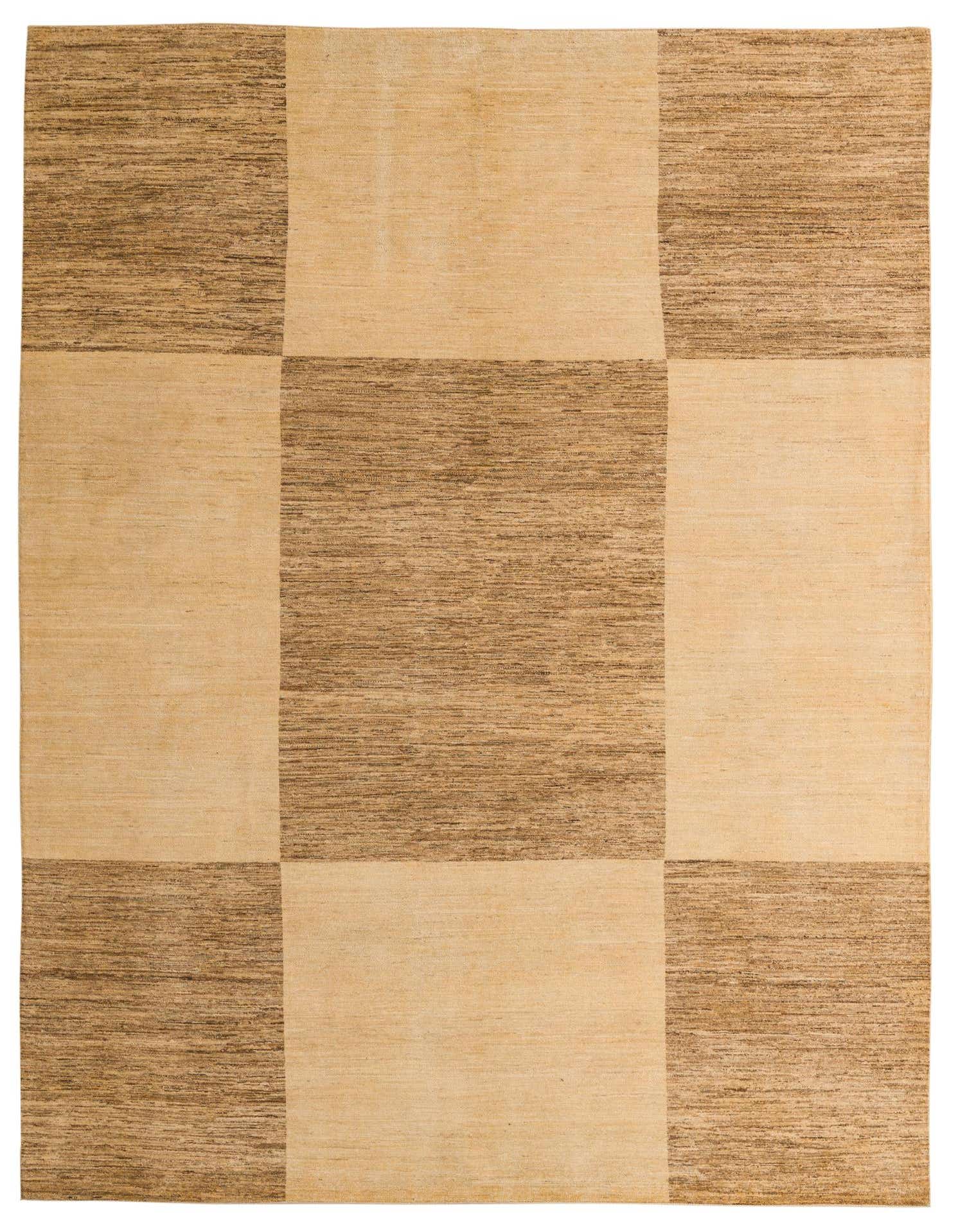 A rectangular 8x11 modern wool rug featuring a checkerboard pattern in varying shades of ivory and cream.
