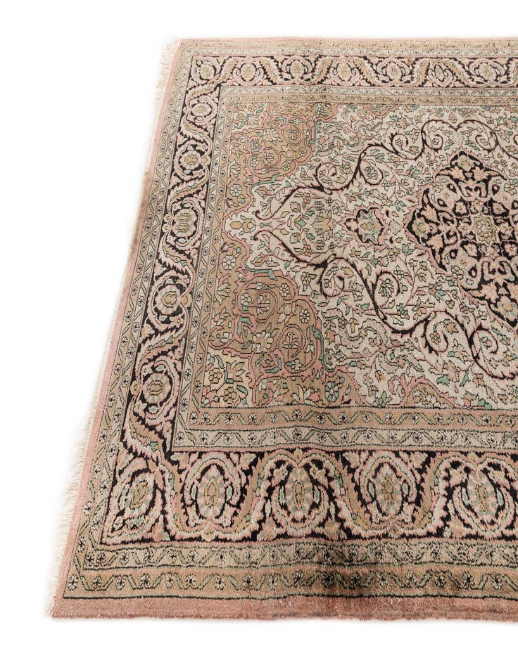 Detail image of  4' 1 x 6' 2  Hand Knotted Kashmir Wool Rug