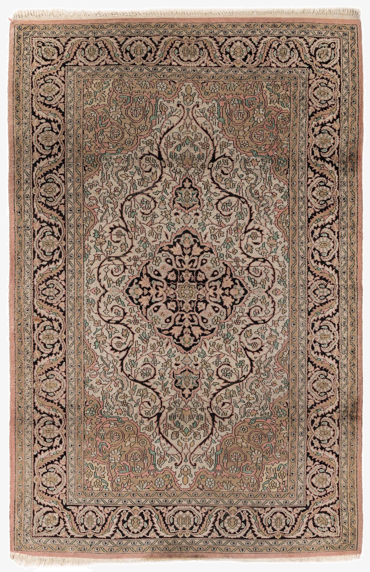  4' 1 x 6' 2  Hand Knotted Kashmir Wool Rug