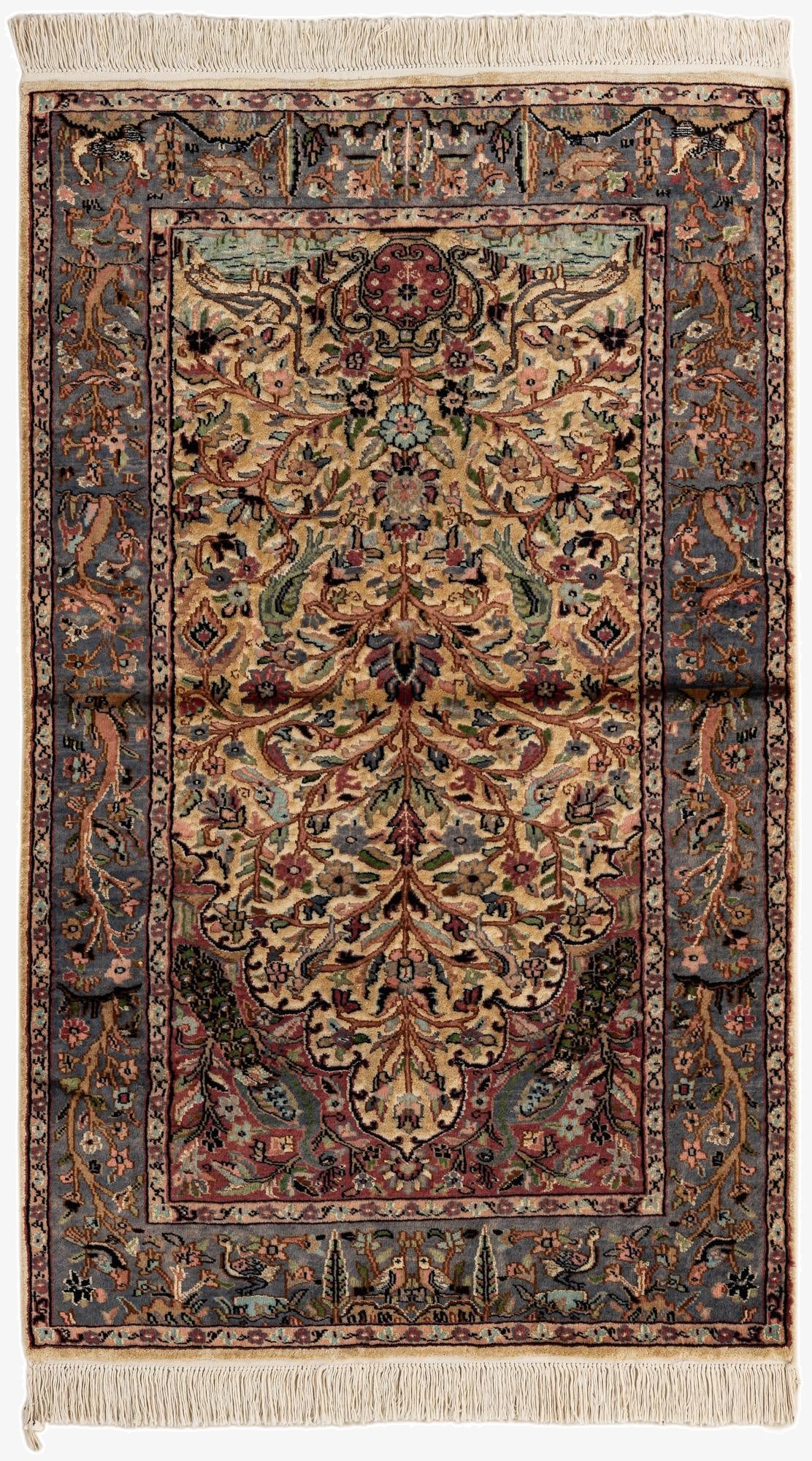  3' 2 x 5' 4  Hand Knotted Kashmir Rug