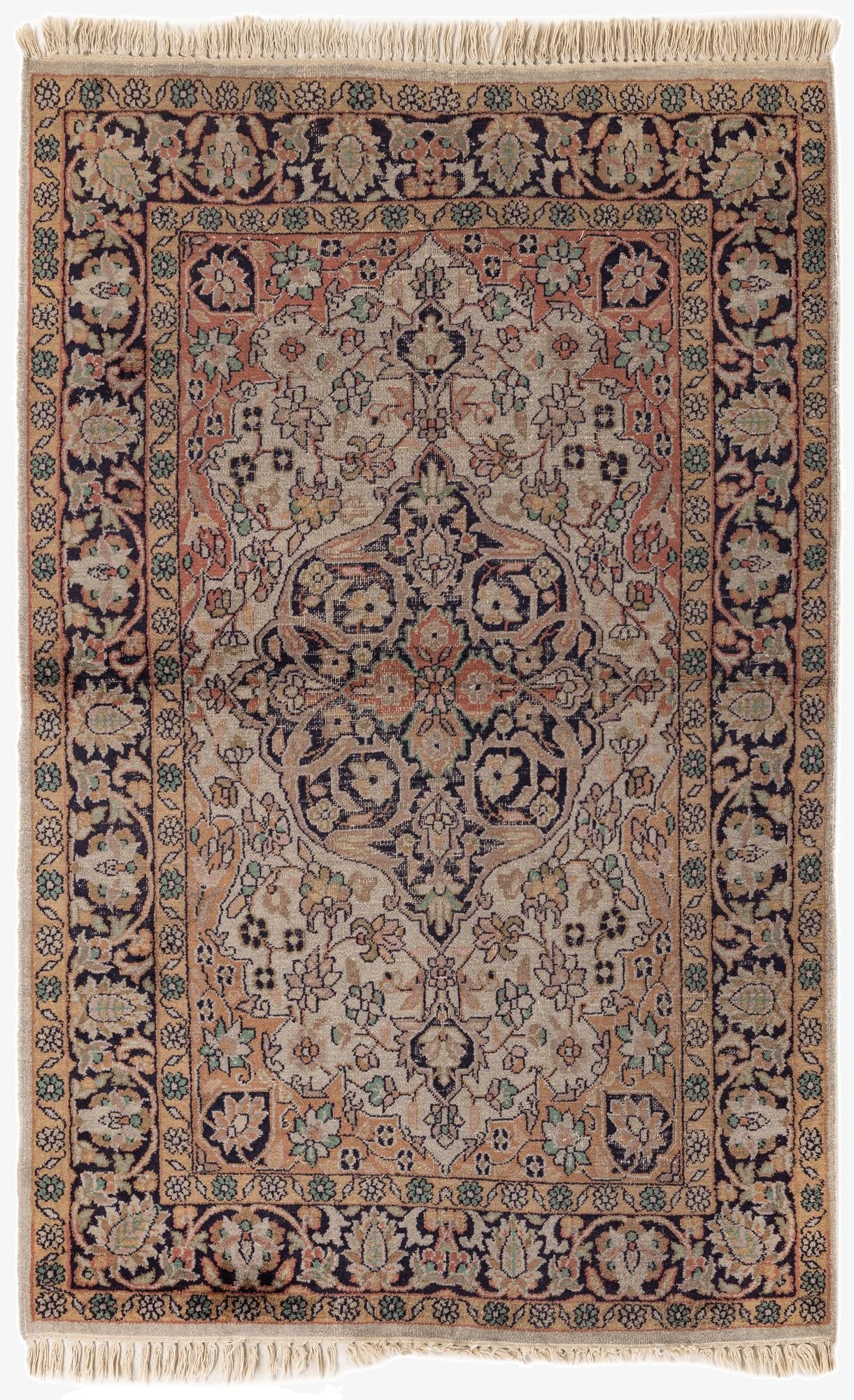  3' x 4' 8  Hand Knotted Kashmir Oriental Wool Rug