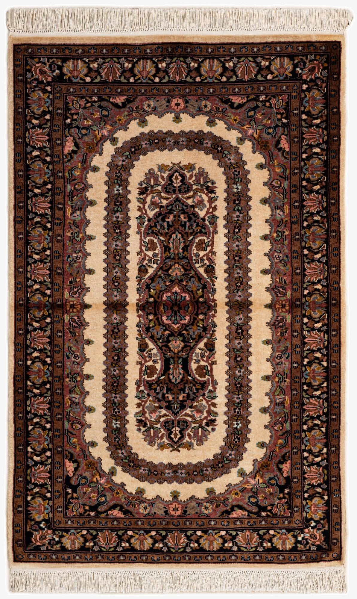  3' 4 x 5'  Hand Knotted Kashmir Oriental Wool Rug