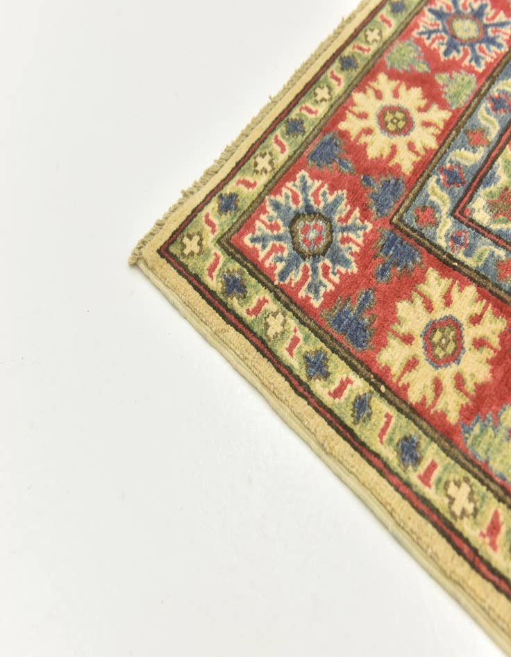 Detail image of  4' 2 x 6'  Hand Knotted Kazak Rug