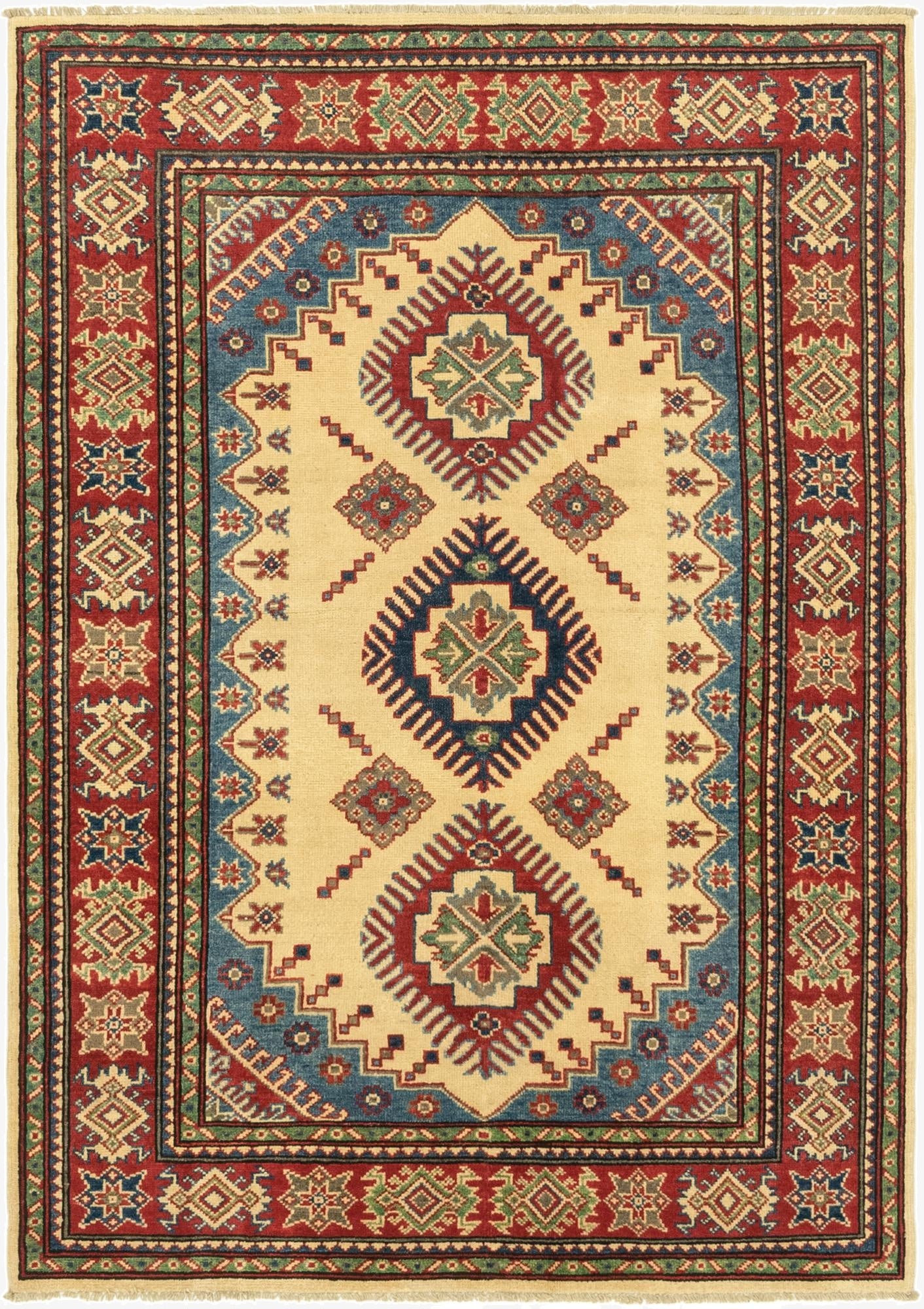  4' 2 x 5' 10  Hand Knotted Kazak Rug