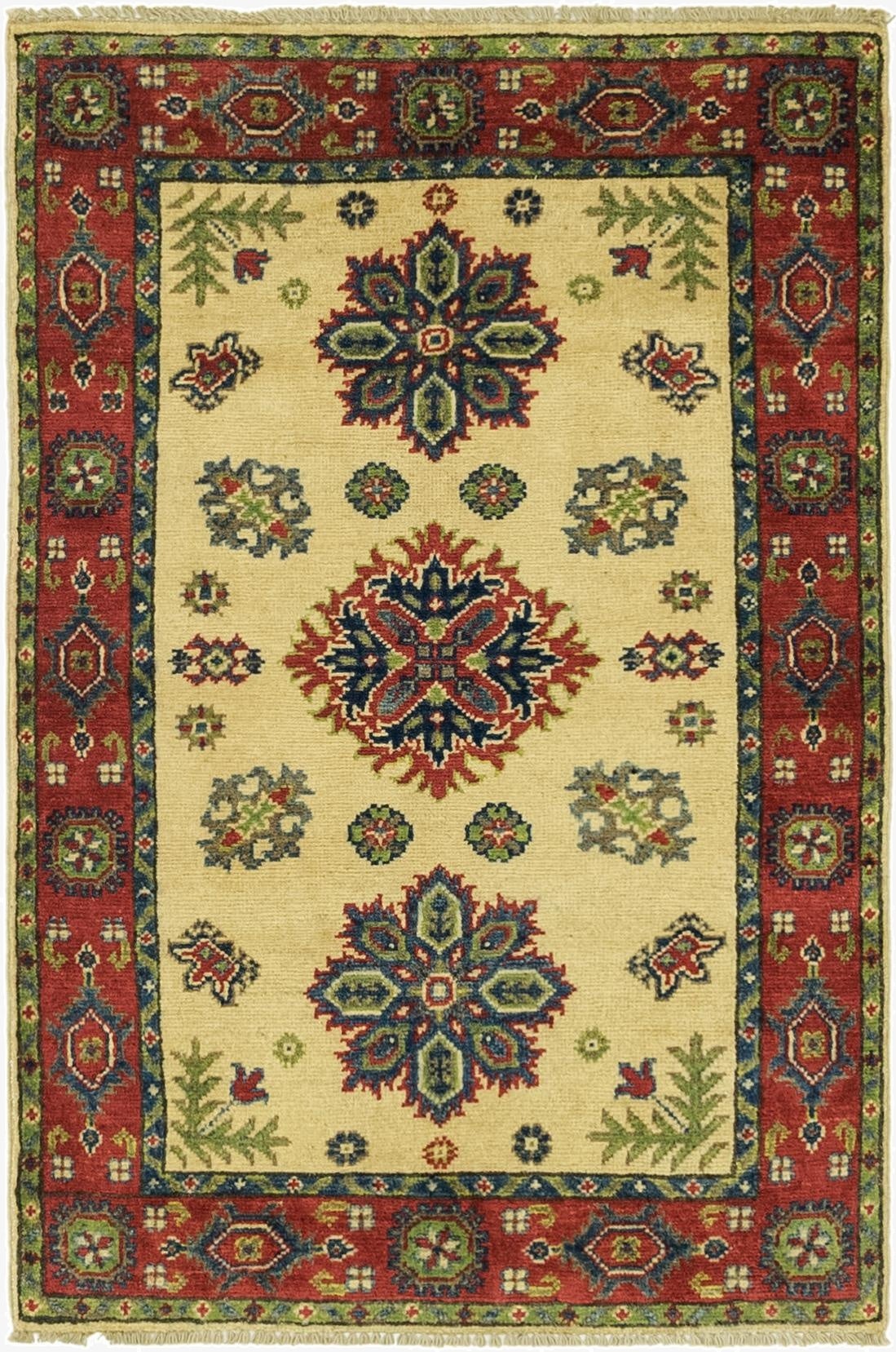  2' 7 x 4'  Hand Knotted Kazak Rug