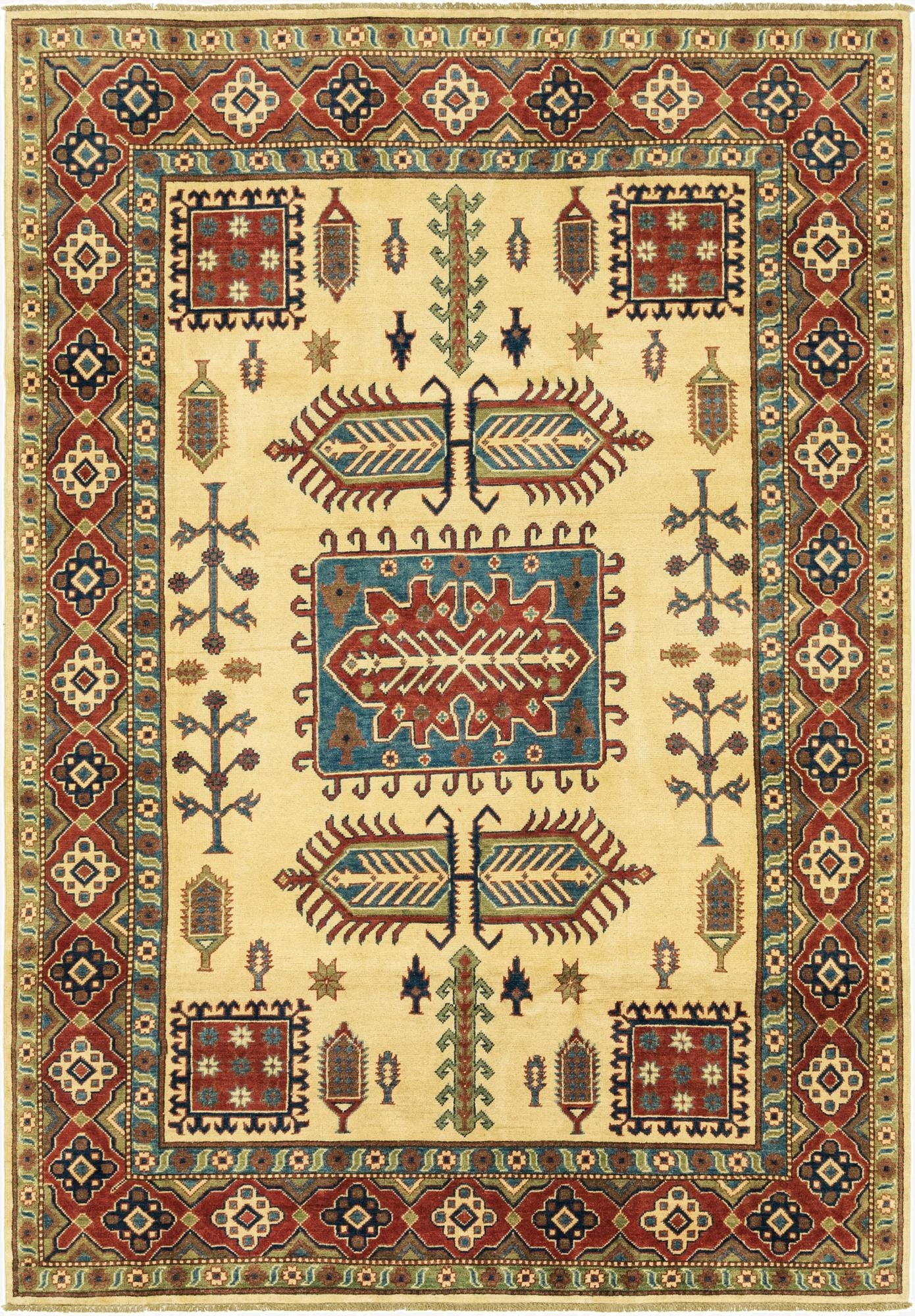  6' 3 x 9'  Hand Knotted Kazak Rug