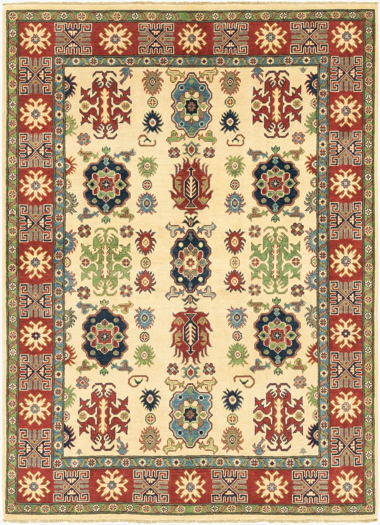  5' 8 x 7' 9  Hand Knotted Kazak Rug