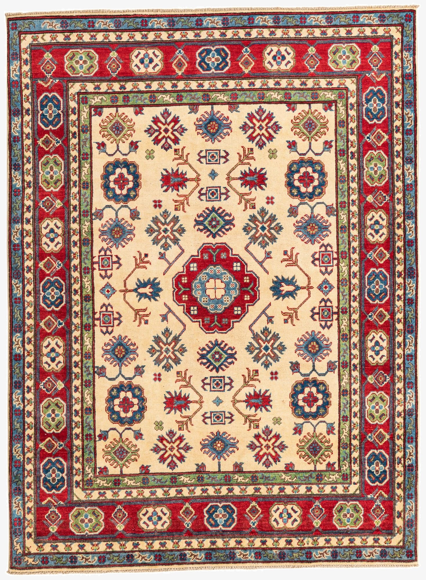  5' 1 x 7'  Hand Knotted Kazak Rug