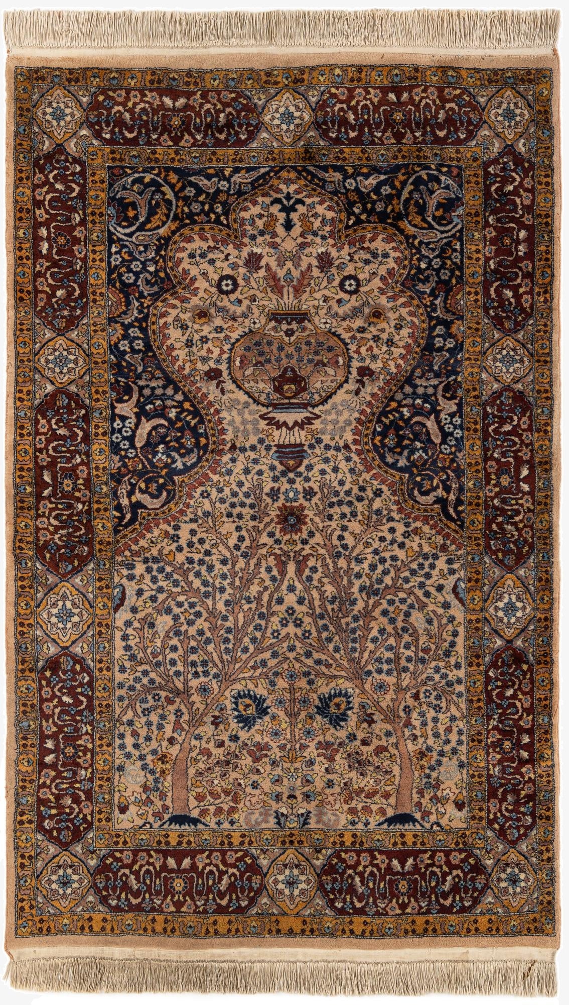  4' 1 x 6' 9  Hand Knotted Kerman Oriental Wool Rug