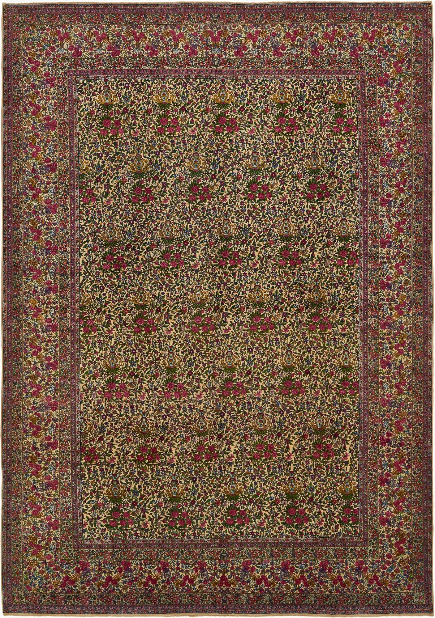  10' 9 x 15' 3  Hand Knotted Kerman Persian Wool Rug