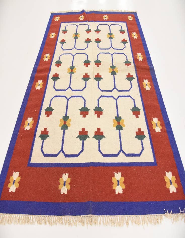 Detail image of  6' 6 x 8' 1  Hand Woven Kilim Dhurrie Wool Rug