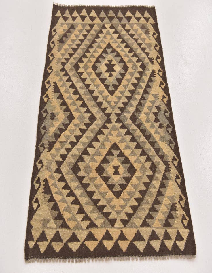 Detail image of 2' 10 x 4' Hand Woven Kilim Maymana Wool Rug