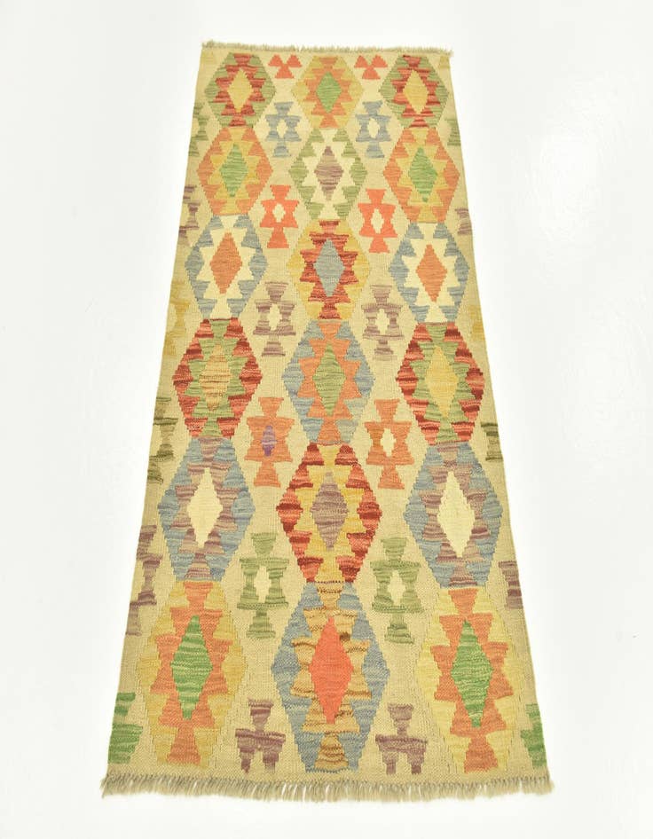 Detail image of  2' 10 x 4' 3  Hand Woven Kilim Maymana Wool Rug