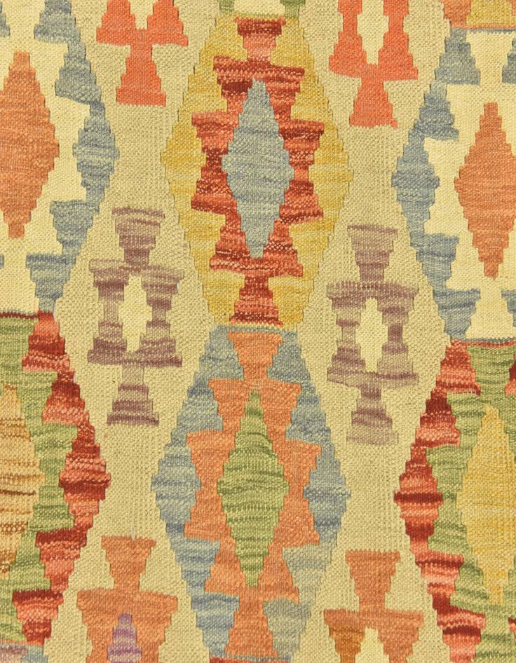 Detail image of  2' 10 x 4' 3  Hand Woven Kilim Maymana Wool Rug