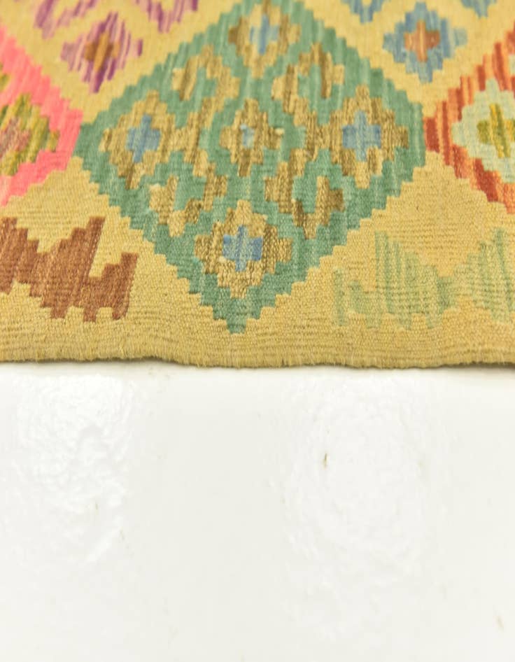 Detail image of  3' 4 x 5'  Hand Woven Kilim Maymana Wool Rug