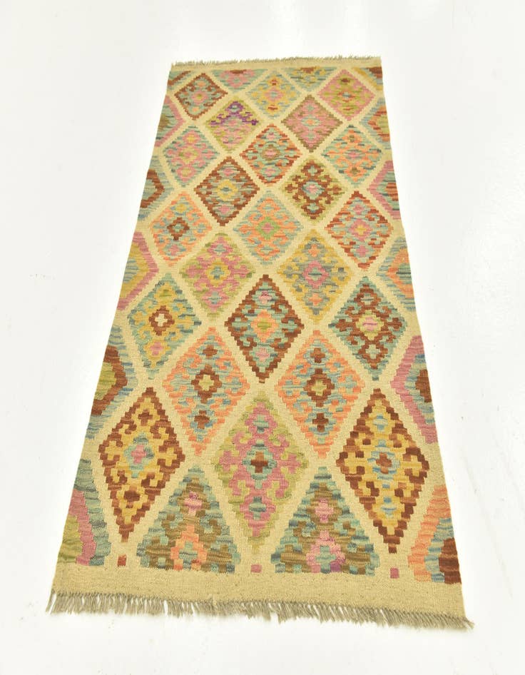 Detail image of  3' 2 x 4' 9  Hand Woven Kilim Maymana Wool Rug