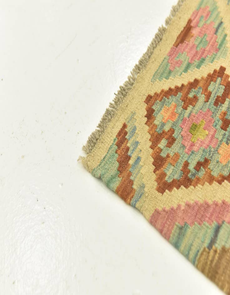 Detail image of  3' 2 x 4' 9  Hand Woven Kilim Maymana Wool Rug