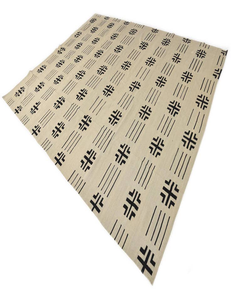 Detail image of  10' x 12' 8  Hand Woven Kilim Modern Wool Rug