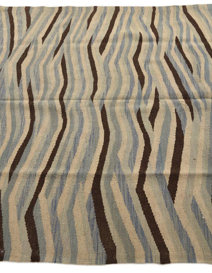 Detail image of  4' 8 x 5' 10  Hand Woven Kilim Modern Wool Rug