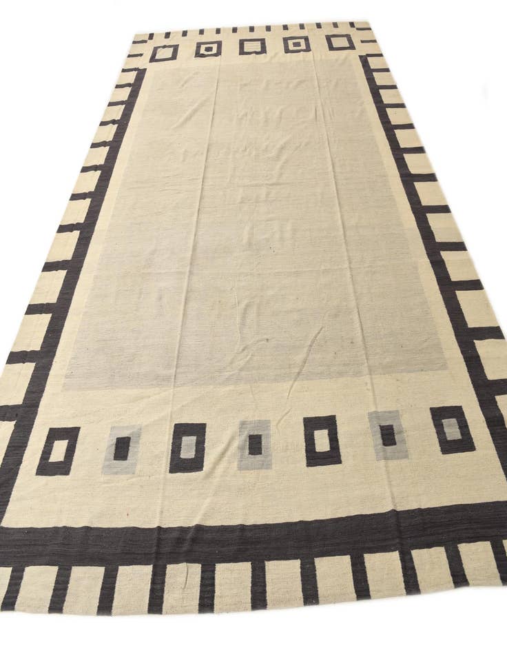 Detail image of  10' 5 x 13' 10  Hand Woven Kilim Modern Wool Rug