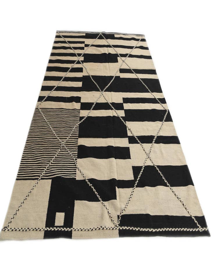 Detail image of  6' 7 x 9' 8  Hand Woven Kilim Modern Wool Rug