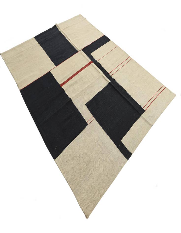 Detail image of  6' x 7' 8  Hand Woven Kilim Modern Wool Rug